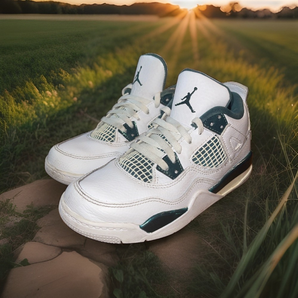 Jordan Air Jordan 4 Retro Shoes Boys 1Y Oxidized Green Leather BQ7669-103